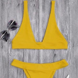 Plunge Bikini Top And High Cut Bottoms - Ginger S